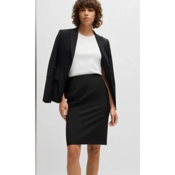 Boss Hugo Boss Skirt Womens Large Black Pencil Straight A Line Career - Picture 1 of 10